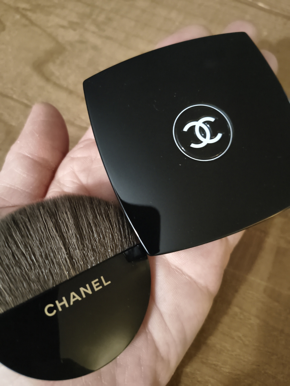 Chanel Black Compact Powder with Brush